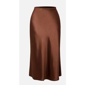 OGL satin silk like brown brown Acetate bias-cut pencil skirt small NWT $100